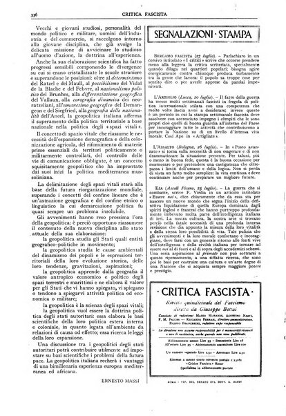 Critica fascista rivista quindicinale del fascismo diretta da Giuseppe Bottai