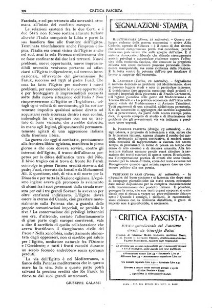 Critica fascista rivista quindicinale del fascismo diretta da Giuseppe Bottai