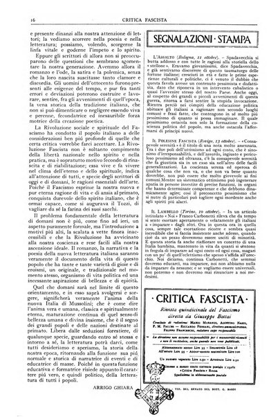 Critica fascista rivista quindicinale del fascismo diretta da Giuseppe Bottai