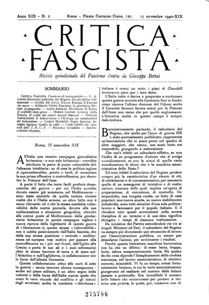 Critica fascista rivista quindicinale del fascismo diretta da Giuseppe Bottai