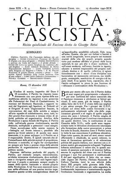 Critica fascista rivista quindicinale del fascismo diretta da Giuseppe Bottai