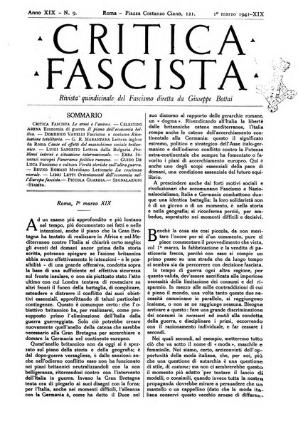 Critica fascista rivista quindicinale del fascismo diretta da Giuseppe Bottai