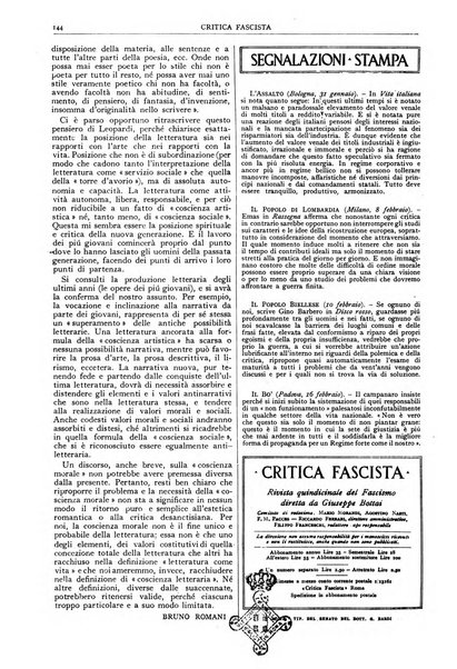 Critica fascista rivista quindicinale del fascismo diretta da Giuseppe Bottai