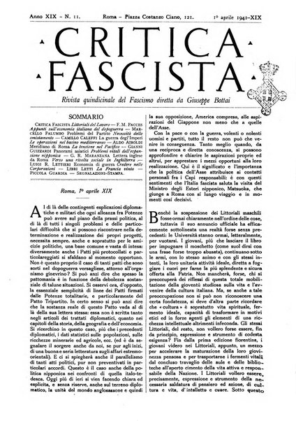 Critica fascista rivista quindicinale del fascismo diretta da Giuseppe Bottai