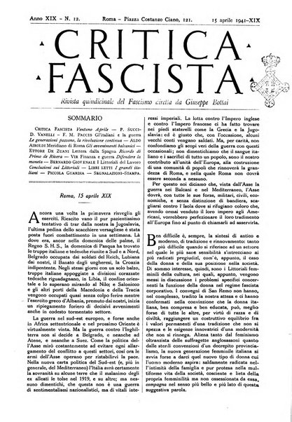 Critica fascista rivista quindicinale del fascismo diretta da Giuseppe Bottai