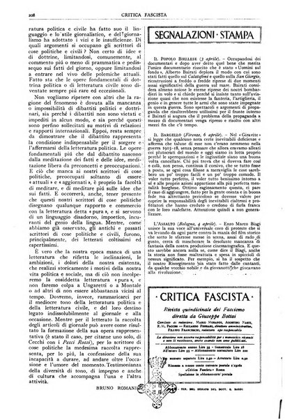 Critica fascista rivista quindicinale del fascismo diretta da Giuseppe Bottai