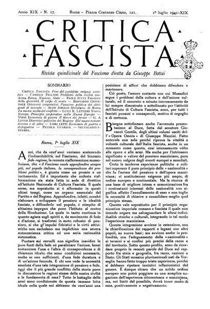 Critica fascista rivista quindicinale del fascismo diretta da Giuseppe Bottai