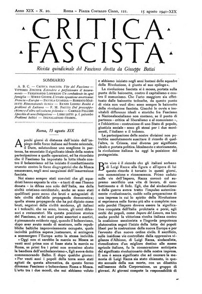 Critica fascista rivista quindicinale del fascismo diretta da Giuseppe Bottai