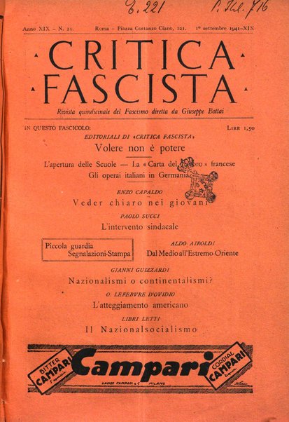 Critica fascista rivista quindicinale del fascismo diretta da Giuseppe Bottai