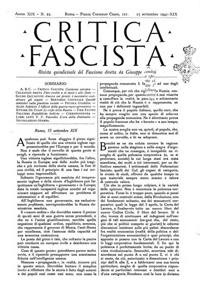 Critica fascista rivista quindicinale del fascismo diretta da Giuseppe Bottai