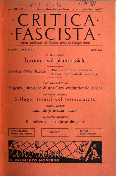 Critica fascista rivista quindicinale del fascismo diretta da Giuseppe Bottai