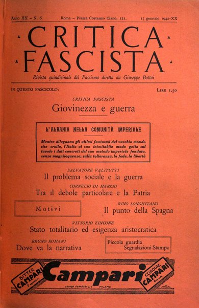 Critica fascista rivista quindicinale del fascismo diretta da Giuseppe Bottai