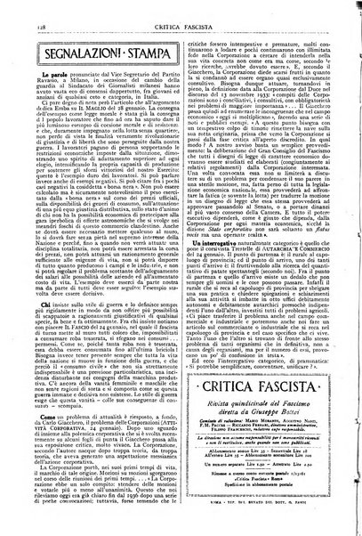 Critica fascista rivista quindicinale del fascismo diretta da Giuseppe Bottai