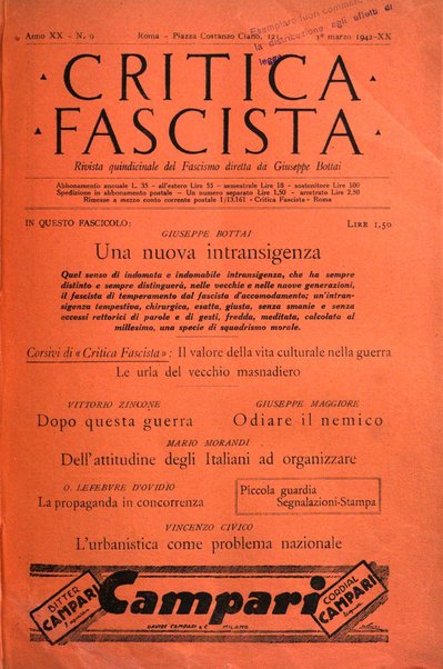 Critica fascista rivista quindicinale del fascismo diretta da Giuseppe Bottai