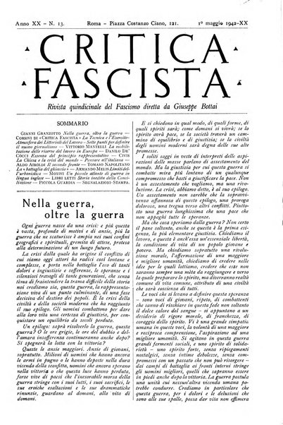 Critica fascista rivista quindicinale del fascismo diretta da Giuseppe Bottai