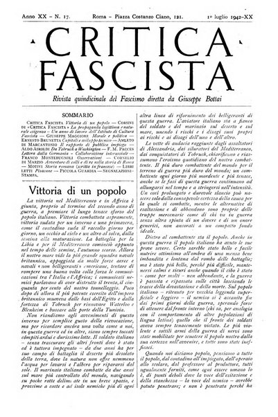 Critica fascista rivista quindicinale del fascismo diretta da Giuseppe Bottai