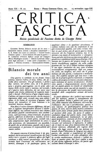 Critica fascista rivista quindicinale del fascismo diretta da Giuseppe Bottai