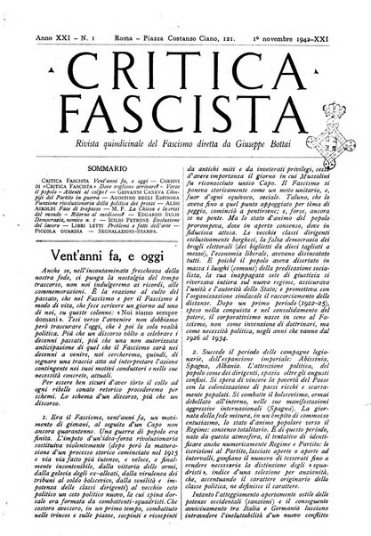 Critica fascista rivista quindicinale del fascismo diretta da Giuseppe Bottai