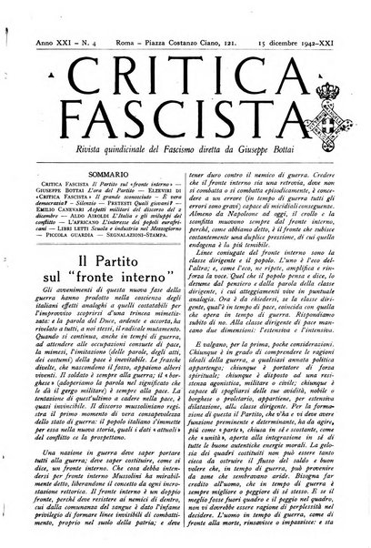 Critica fascista rivista quindicinale del fascismo diretta da Giuseppe Bottai