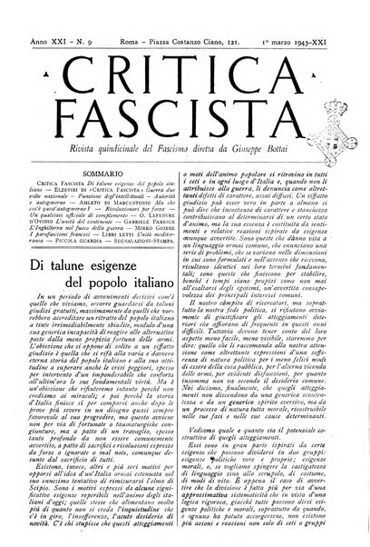 Critica fascista rivista quindicinale del fascismo diretta da Giuseppe Bottai