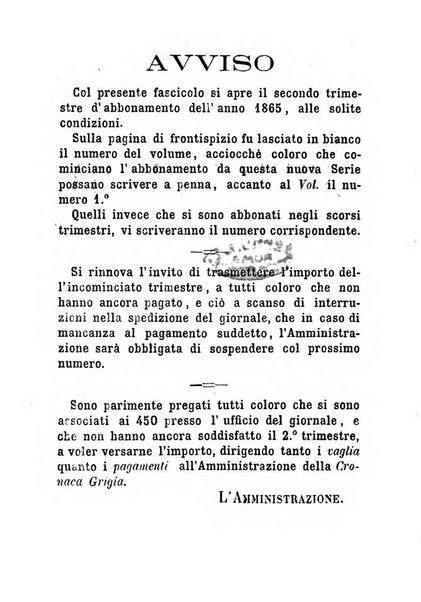 La cronaca grigia pubblicazione settimanale