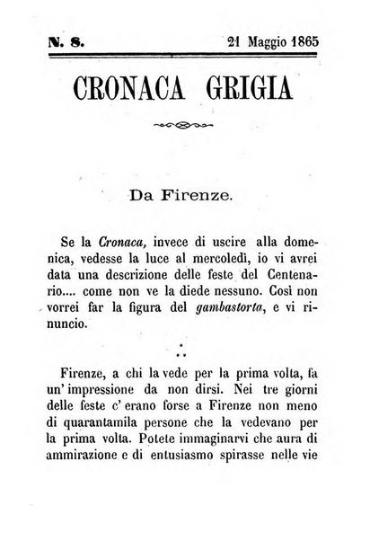 La cronaca grigia pubblicazione settimanale