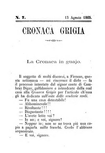 La cronaca grigia pubblicazione settimanale