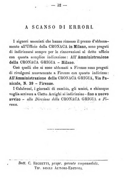 La cronaca grigia pubblicazione settimanale