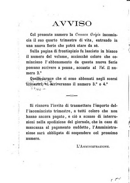 La cronaca grigia pubblicazione settimanale