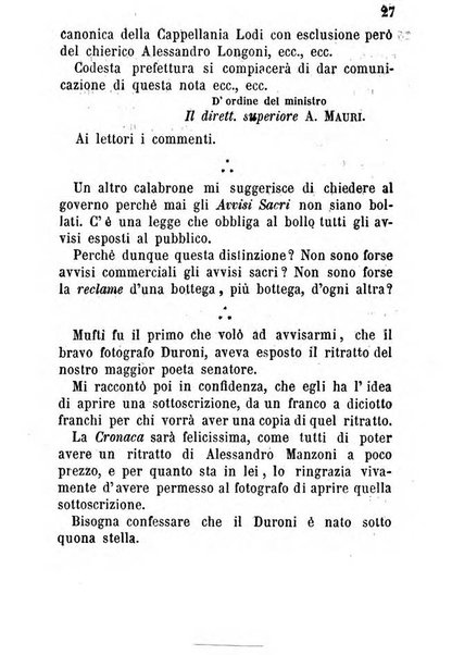 La cronaca grigia pubblicazione settimanale