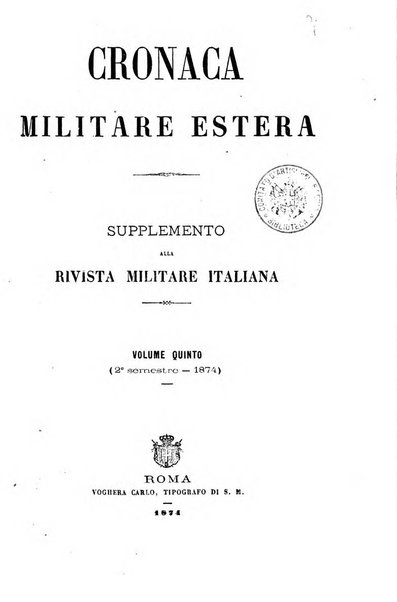 Cronaca militare estera supplemento alla rivista militare italiana