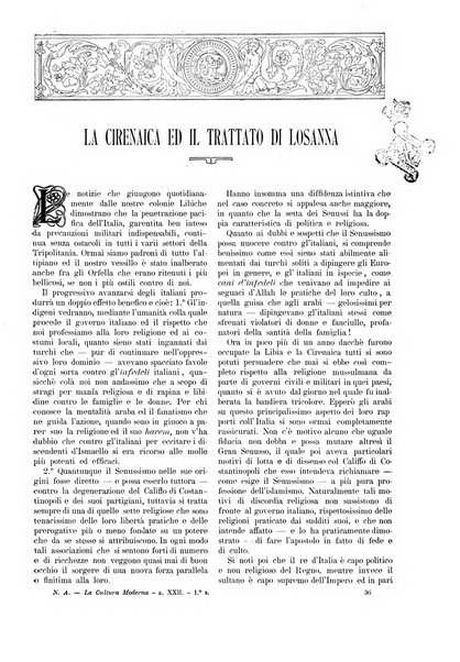 La cultura moderna rivista quindicinale illustrata