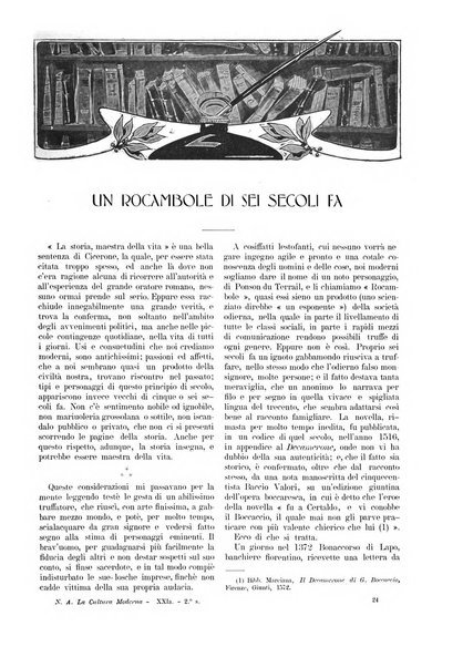 La cultura moderna rivista quindicinale illustrata