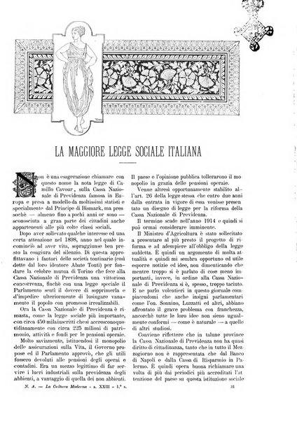 La cultura moderna rivista quindicinale illustrata