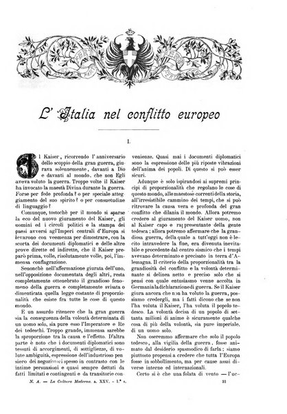 La cultura moderna rivista quindicinale illustrata