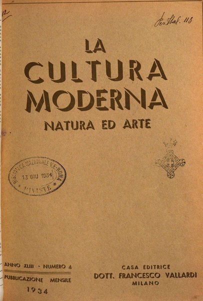 La cultura moderna rivista quindicinale illustrata