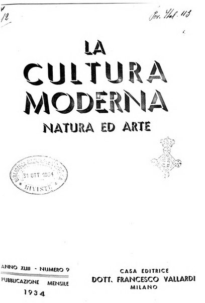 La cultura moderna rivista quindicinale illustrata