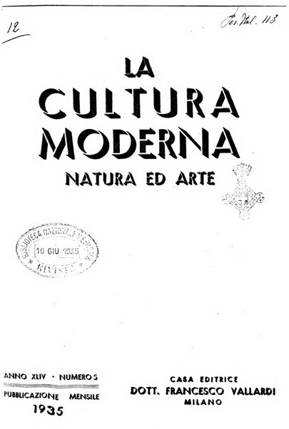 La cultura moderna rivista quindicinale illustrata