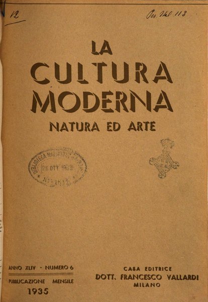 La cultura moderna rivista quindicinale illustrata