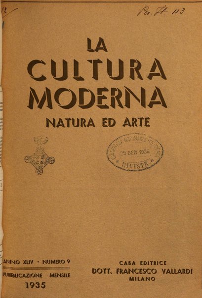 La cultura moderna rivista quindicinale illustrata