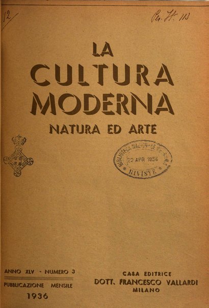 La cultura moderna rivista quindicinale illustrata