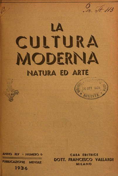 La cultura moderna rivista quindicinale illustrata