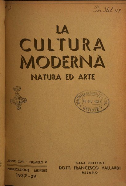 La cultura moderna rivista quindicinale illustrata