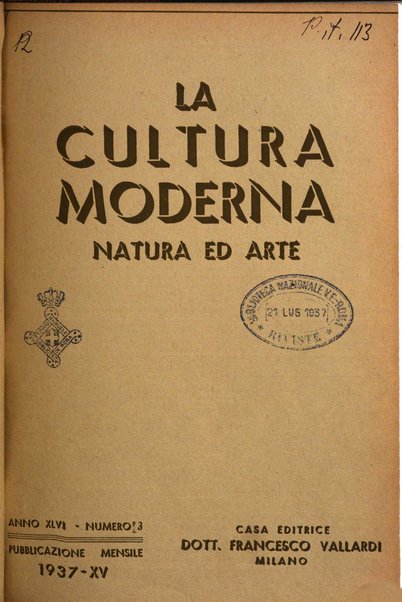 La cultura moderna rivista quindicinale illustrata