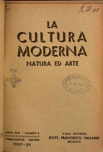 La cultura moderna rivista quindicinale illustrata