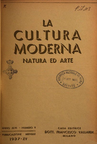 La cultura moderna rivista quindicinale illustrata