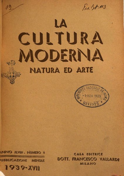 La cultura moderna rivista quindicinale illustrata