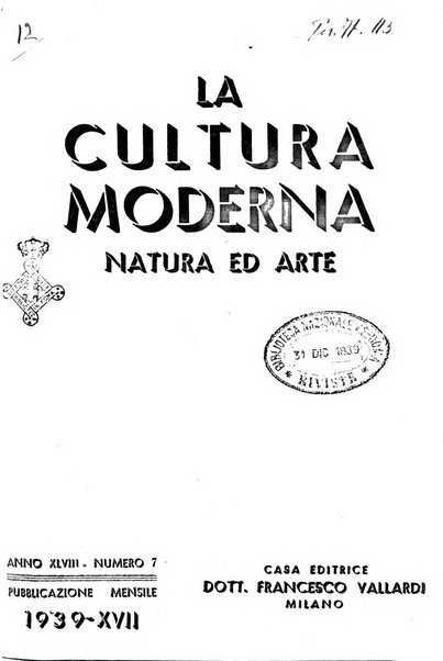 La cultura moderna rivista quindicinale illustrata