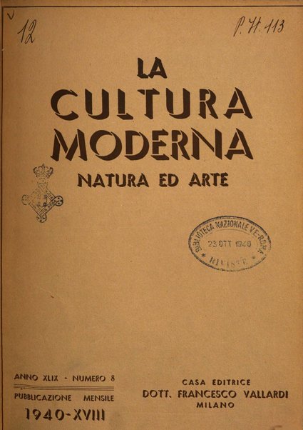 La cultura moderna rivista quindicinale illustrata