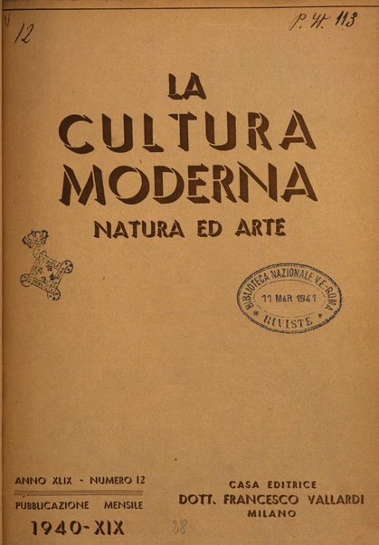 La cultura moderna rivista quindicinale illustrata